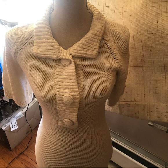 “Like, Love” Sweater Dress SZ Small cream Color SS Cotton blend Knit, Warm! - Picture 3 of 12